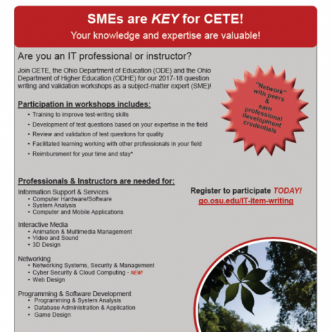 CETE SME Recruitment Poster Image CETE SME Recruitment Poster Image