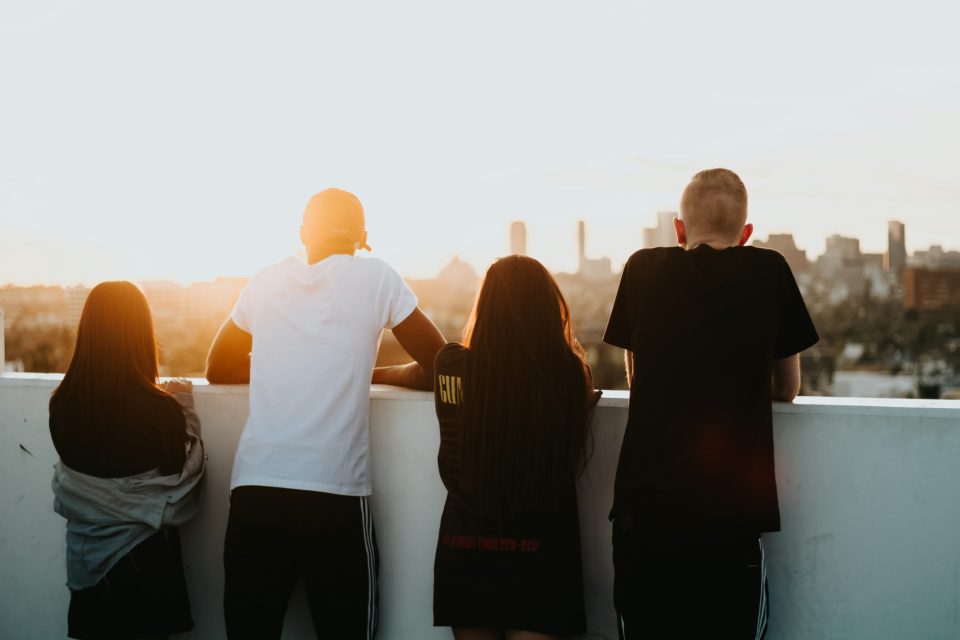 Youth looking at sunset