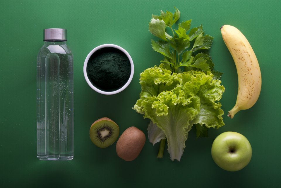 Healthy food and smoothie